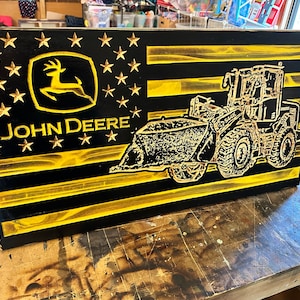 Giant Construction Carved John Deere Name/business flag. 544K Bulldozer