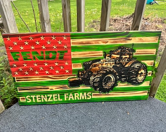 Giant Carved Fendt Name/business flag. Combine tractor more