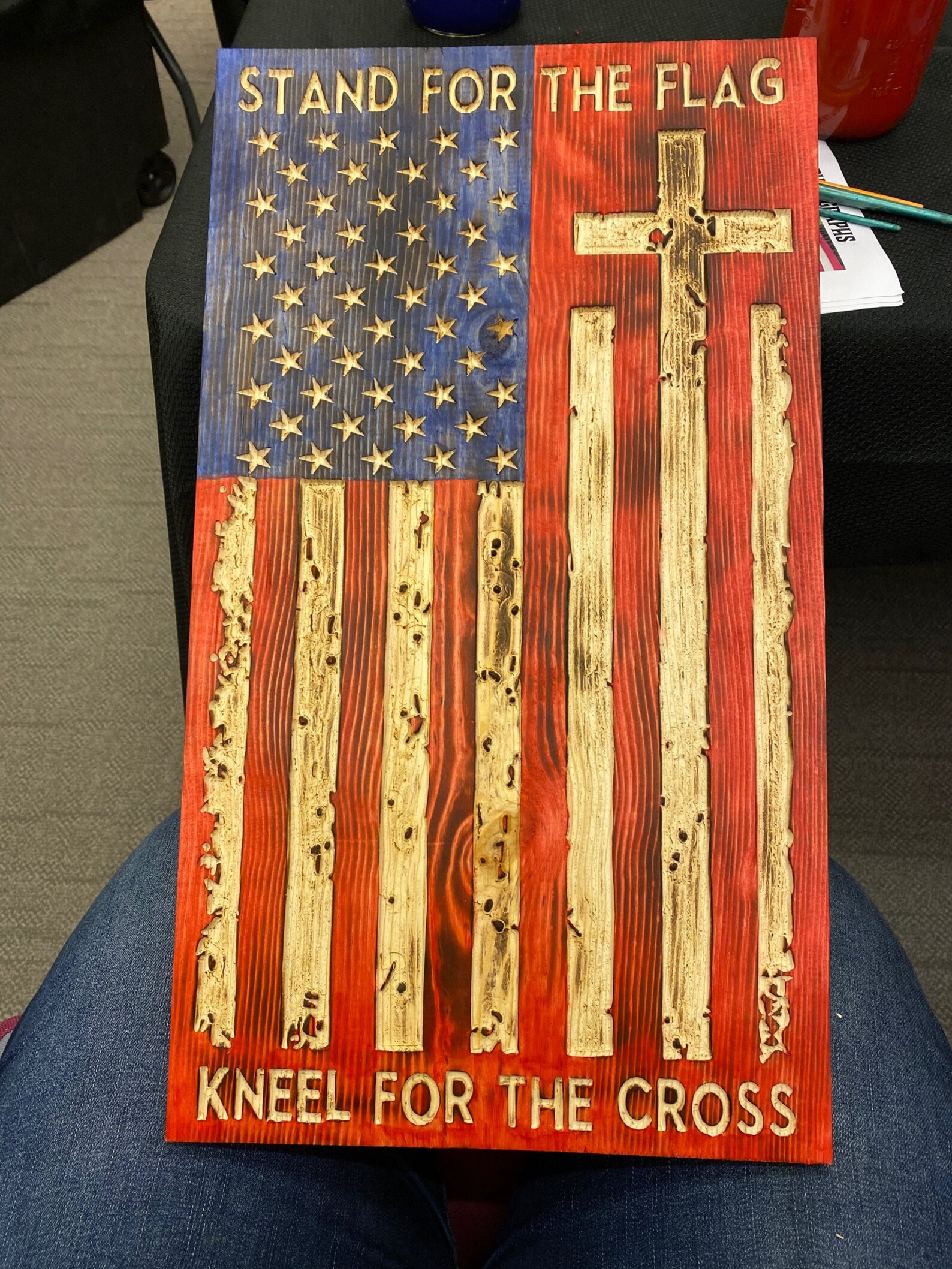 Stand for the Flag Kneel for the Cross Wood Rustic Flag Etsy