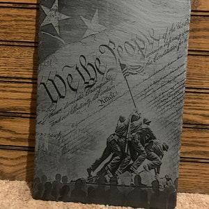 We the people, Laser Engraved Slate, 8&quot;x12&quot; huge photo. High Definition Photo slate, photo rock slate, Customized Photo slate, Rock slate.