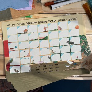 Ordinary Life maandelijkse kalenderpapier set van 12. Planner. Kalenderset. Dierenkalender. Flexibele kalender. Natuurkalender