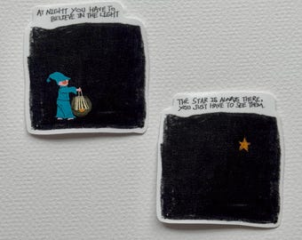 Inspirational Quote Vinyl Stickers | Celestial Star, Believe in Light