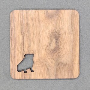 Square Walnut Dog Coasters, Set of 4
