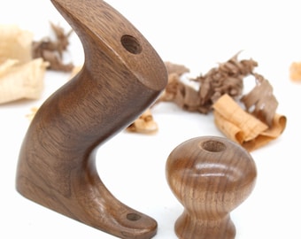 Hand Made Walnut Plane Tote & Knob for Stanley No 5 Thru 8, 605 Thru 608 Choose Low or High Knob - Hand Crafted
