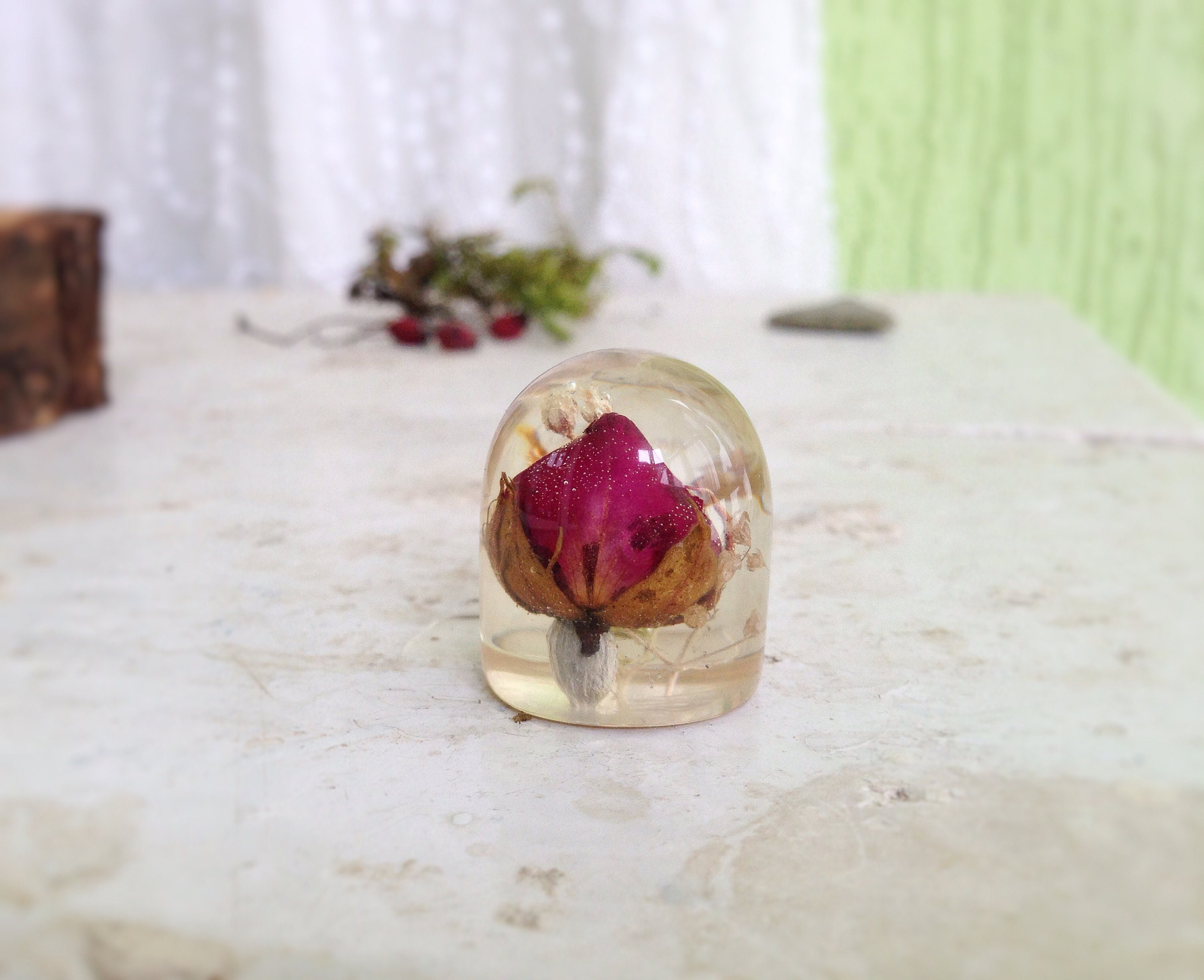 Resin Miniature With Rose Flower in Epoxy Resin Rose Etsy