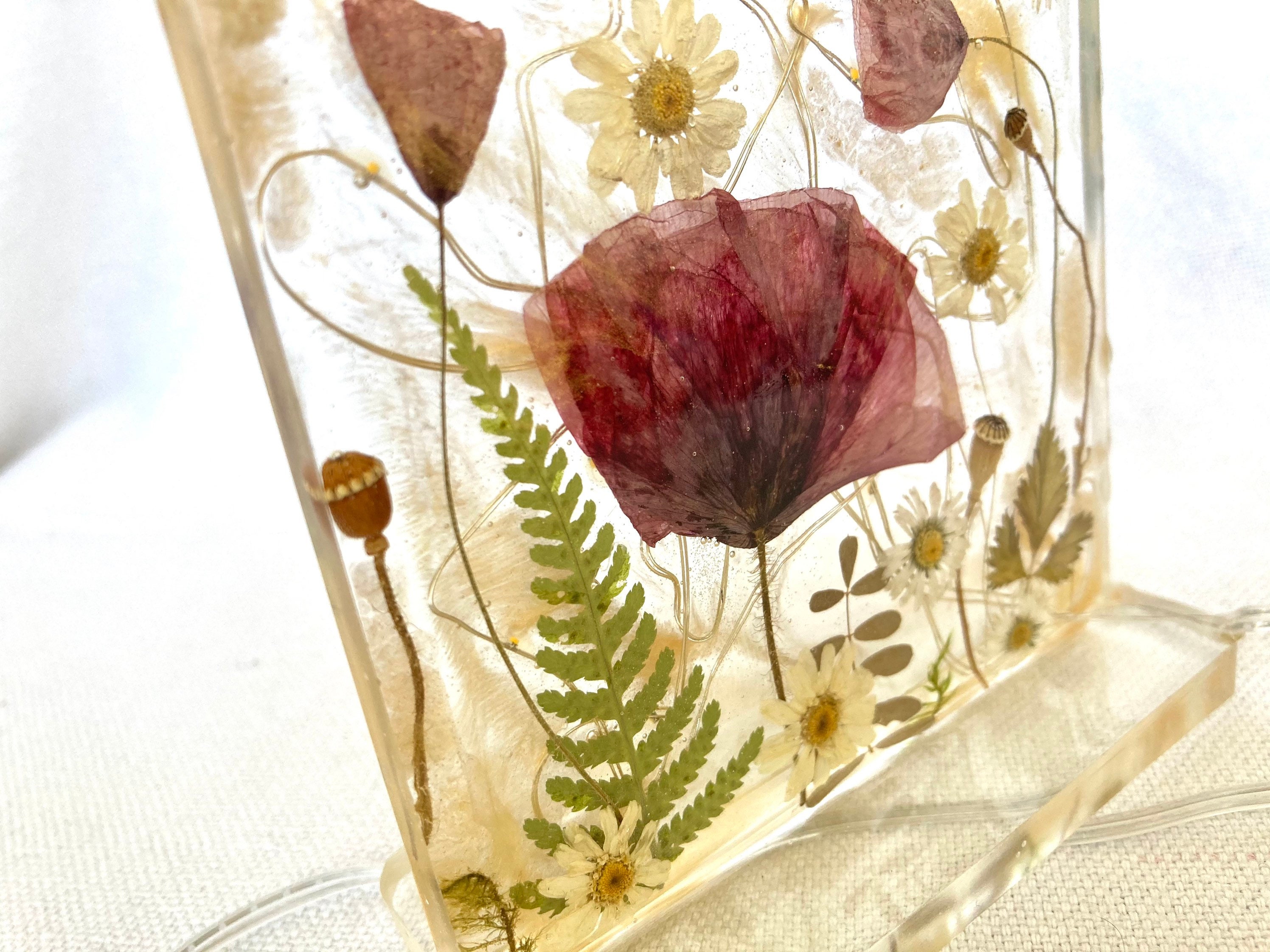 Table lamp with dried flowers Nursery decor Poppy flower Etsy