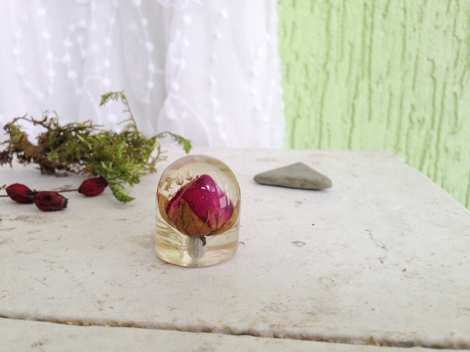 Resin Miniature With Rose Flower in Epoxy Resin Rose Etsy