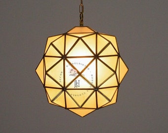 Milk Glass Light Fixture, Brass Pendant Light, Modern Lighting, Moroccan Hanging lamps