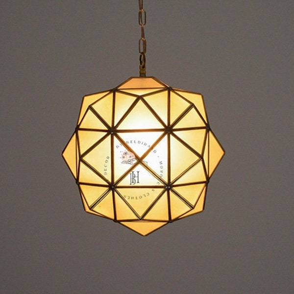 Milk Glass Light Fixture, Brass Pendant Light, Modern Lighting, Moroccan Hanging lamps