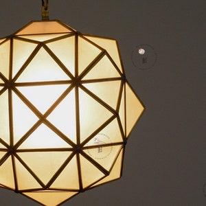 Milk Glass Light Fixture, Brass Pendant Light, Modern Lighting, Moroccan Hanging lamps zdjęcie 7