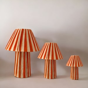 Orange Raffia Lampshade, Raffia Scalloped Lamp Shade, Raffia Table Lamp Shade