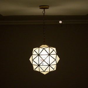 Milk Glass Light Fixture, Brass Pendant Light, Modern Lighting, Moroccan Hanging lamps zdjęcie 3