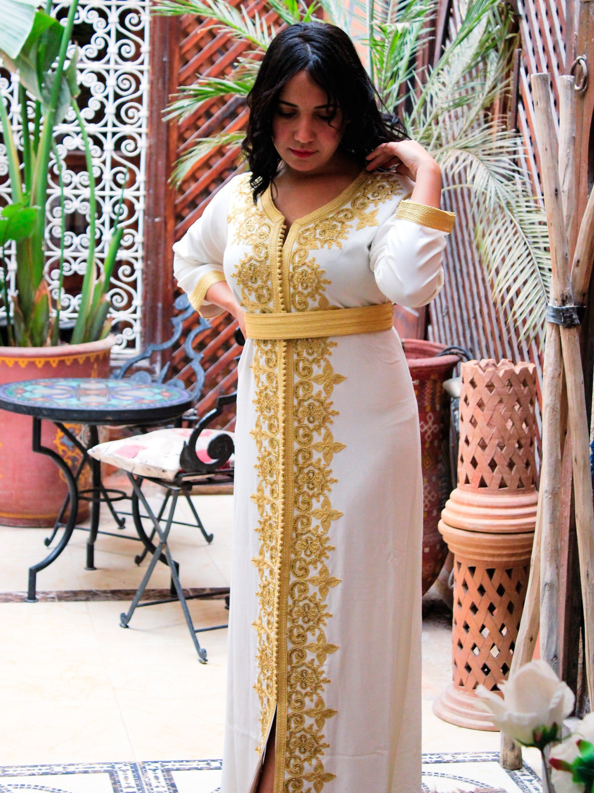 Embroidered abaya kaftan Eid dress. Stunning Moroccan kaftan dress for women