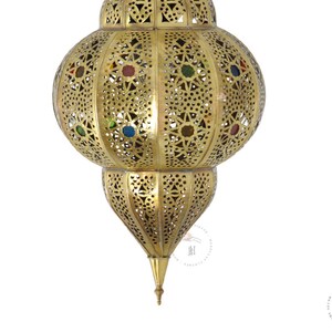 Moroccan Pendant Light, Moroccan Ceiling Lamp, Brass Hanging Light Shade, Light Fixture. image 3