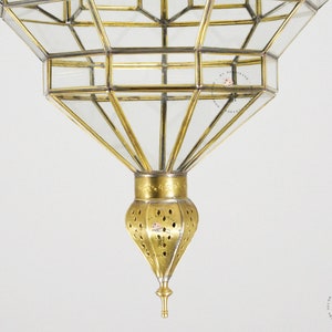 Glass Pendant Light Fixture, Brass Ceilings Light, Moroccan Hanging Light, Brass Glass Light. zdjęcie 10