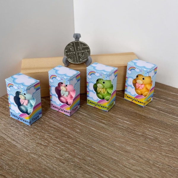 1:12 Scale Dolls House Miniature Teddy Bear Toy Shop Boxes - Handmade * NEW *