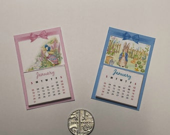 1:12 Scale Dolls House Miniature Peter Rabbit Wall Calendar - Handmade * NEW *