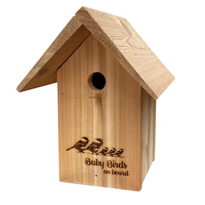 Handmade Cedar Chickadee Birdhouse, Rustic Style, Easy Clean