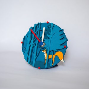 Fox Forest - Handcrafted small wood desk clock/ table clock