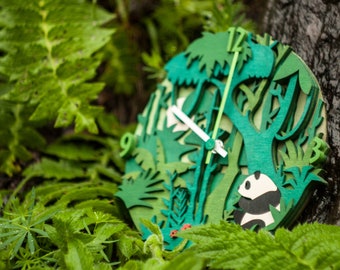 Panda - Handcrafted wood wall clock