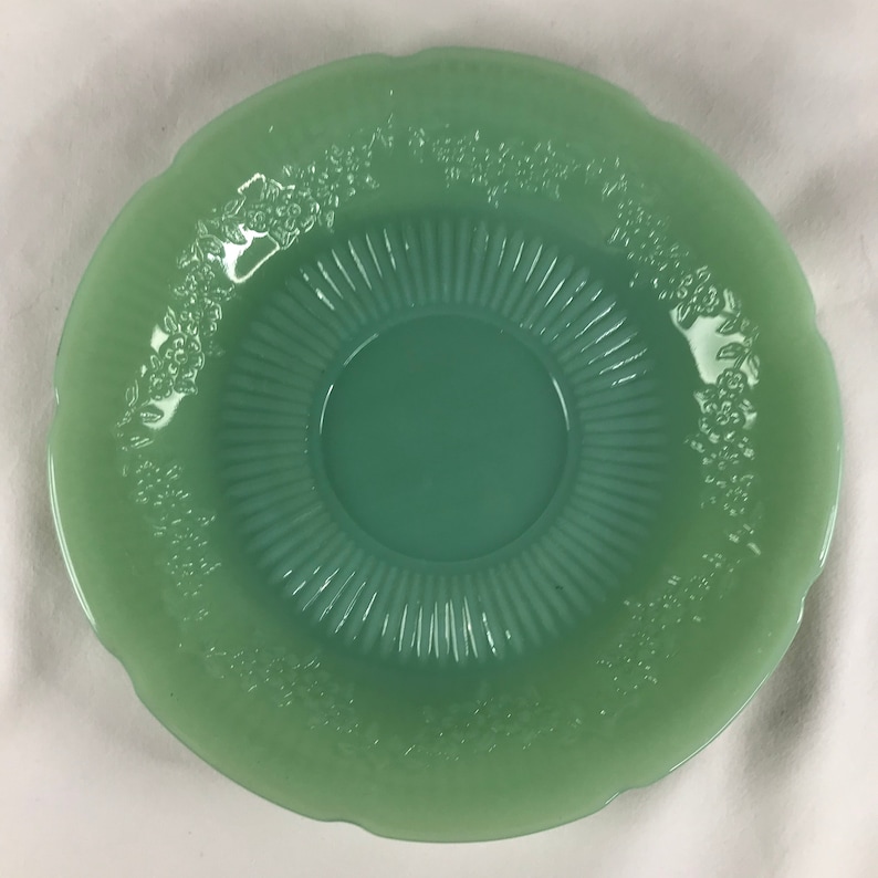 6 Saucer Alice Jadeite scalloped Edge With Flowers by Etsy