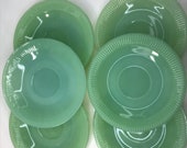5 7 8 quot Saucer Jane Ray Jadeite Depression Era Kitchen Glassware Dinnerware to use with Tea Cup