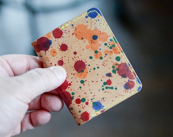 Card and Cash Simple Bifold Wallet, "Kandinsky" Art Shell Cordovan, Handmade