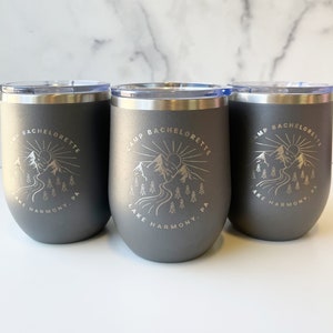 Bachelorette Party Wine Tumblers, Glamping Personalized Bachelorette Party Drink Cups Camp Bachelorette Party Cup Camping Bachelorette Favor