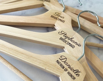 Customized Bridal Party Hangers, Bridesmaid Dress Hangers, Personalized Name Hangers for Wedding Proposal Box, Engraved Wedding Gifts