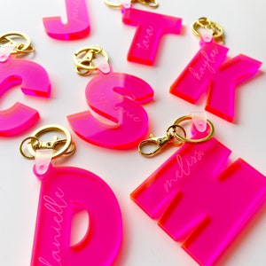 Neon Resin Initial Keychain. Fluorescent. Personalized Keychain