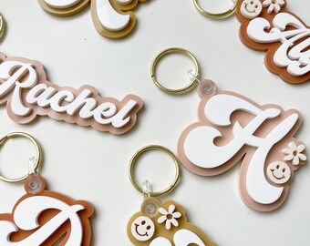 Retro Bachelorette Party Favors: Personalized Acrylic Name Keychain