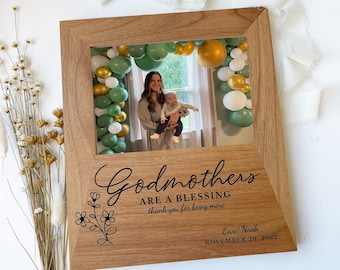 Personalized Godmother Picture Frame: Engraved Baptism Gift