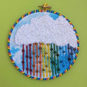 Rainbow Embroidery Hoop Art - Finished One-of-a-Kind Art Piece