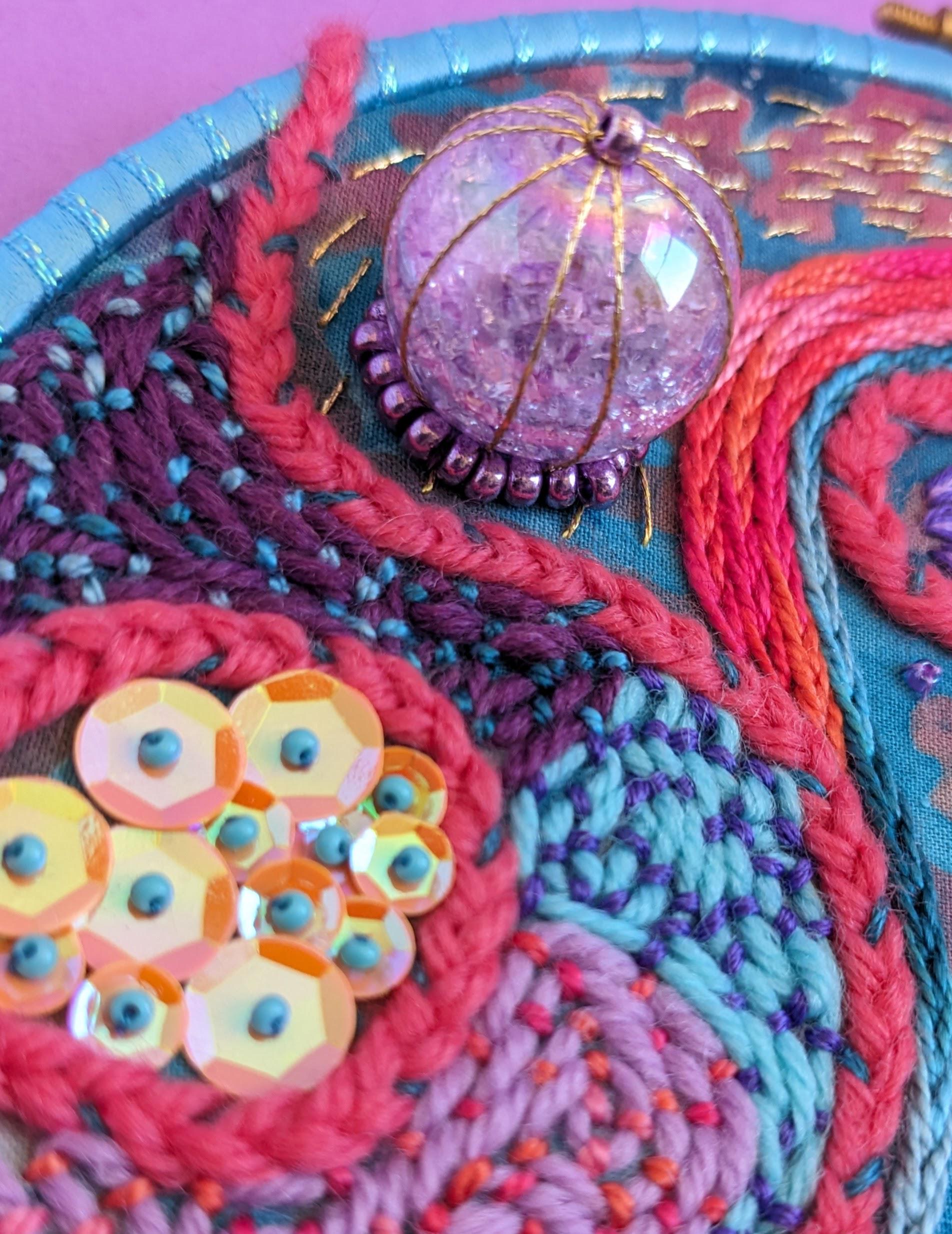 Abstract Embroidery Hoop Art Piece - One of a Kind Finished Fiber Art ...