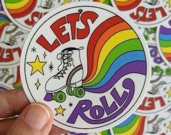 Rainbow Rollerskate Vinyl Sticker - Laptop Decal