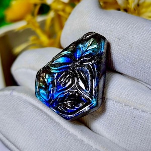 Natural Labradorite, Loose Labradorite , Handmade Carved Gemstone, Blue Flashy Labradorite, Jewelry Making,Cabochon Labradorite, 28 Cts