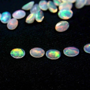 6×4 MM Natural Ethiopian Opal Oval faceted Gemstonewelo Opal, AAA Opal, Opal Oval, Wholesale Opal Lot, Rainbow Fire, multi fire Opal