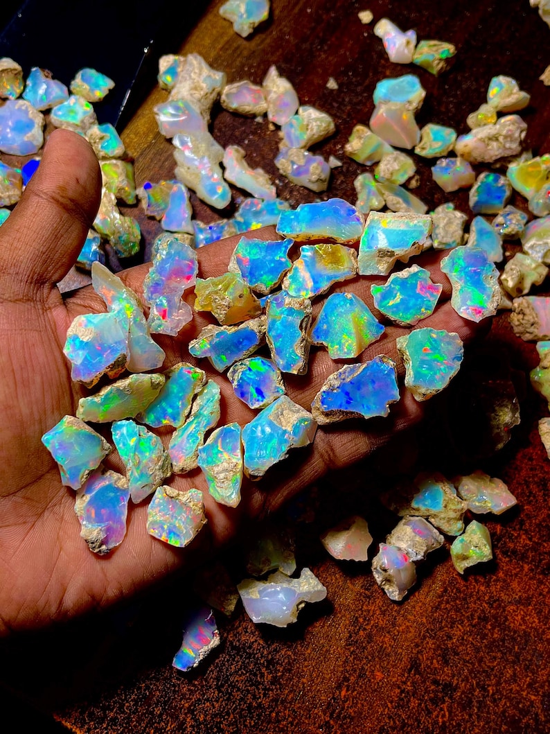 Lot D'opales Brutes D'Éthiopie – 10 Carats – Pierres Naturelles Multicouleurs – Brutes