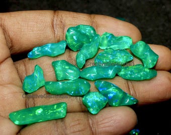 50 Pieces Green Opal Rough,Loose Polished Opal Rough,25-10MM Size Opal Gemstone,Raw Polished Fire Opal, Ethiopian Opal Gemstone,Crystal Opal