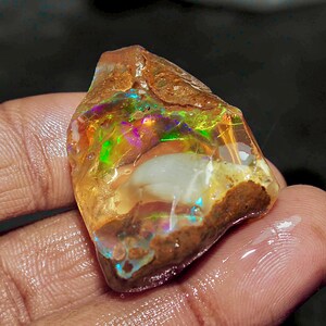 Opal Rough Gemstone, Natural Crystal Opal Rough,Welo Fire Opal,Welo Fire, Specimens Ethiopian Opal Raw,36x16 MM Oil Opal Rough, 77.90 CTS