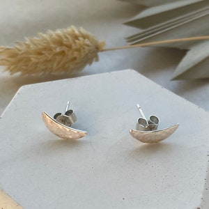 Handmade crescent moon studs earrings