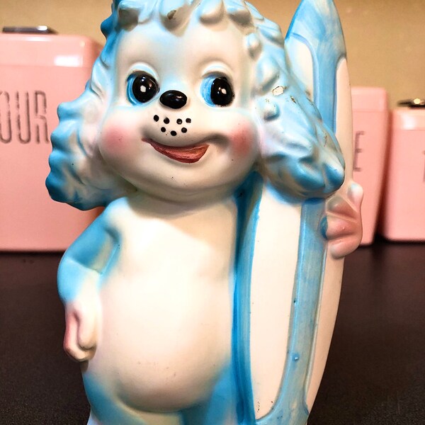Rare Vintage INARCO Puppy Dog Planter with Surf Board