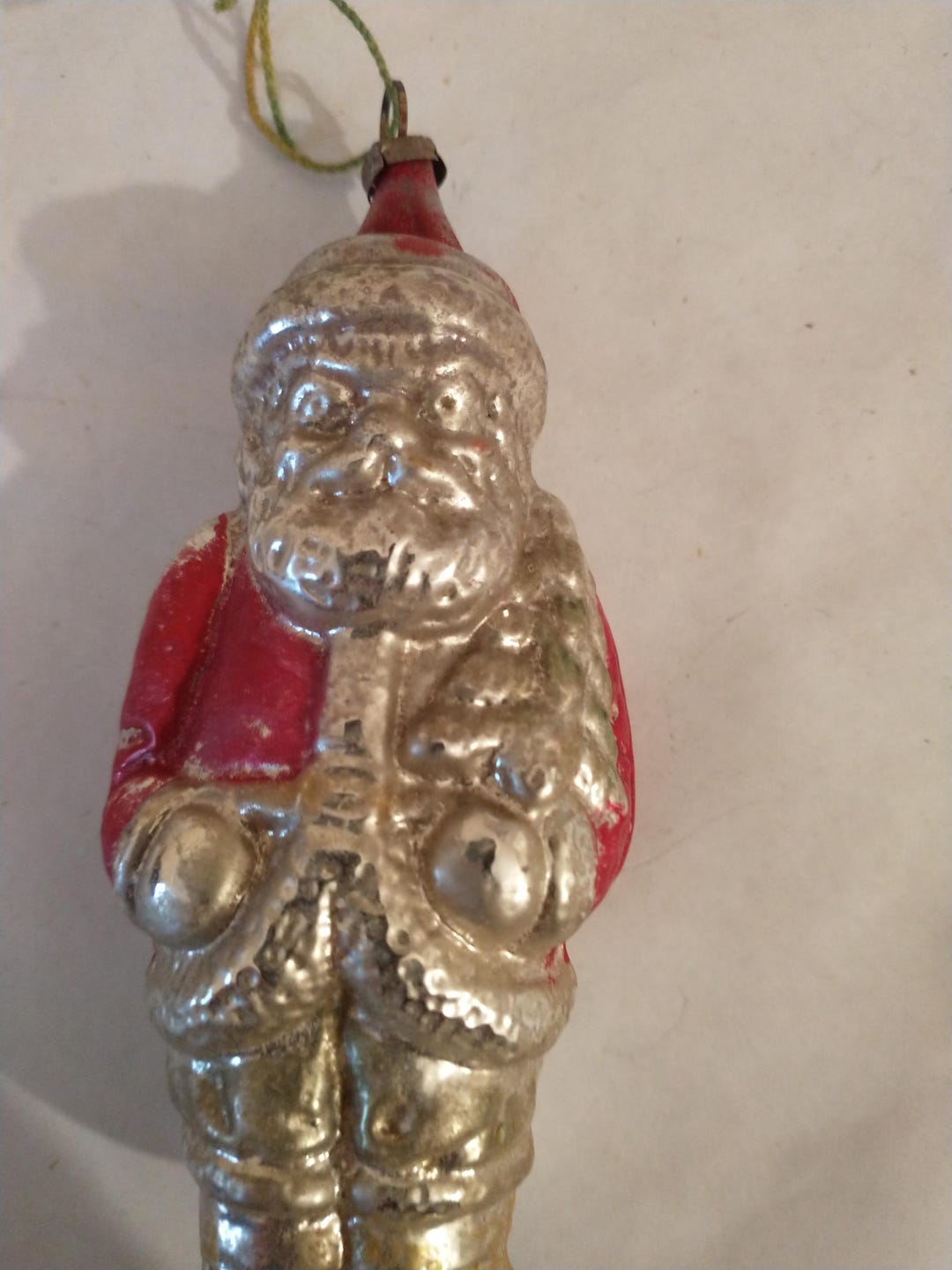 RARE 5" ANTIQUE Blown Glass Santa Father Christmas ORNAMENT Vintage ...