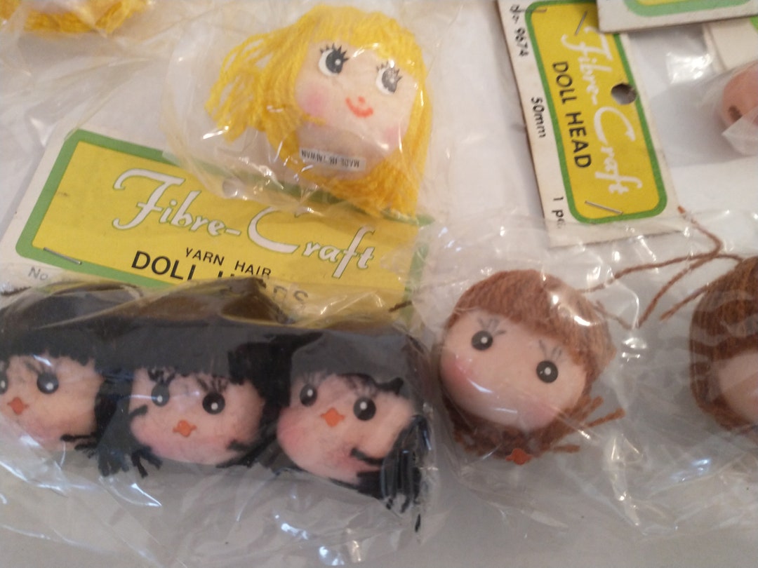 Vintage Doll Heads Lot Fiber Craft Yarn Lot of 14 Etsy