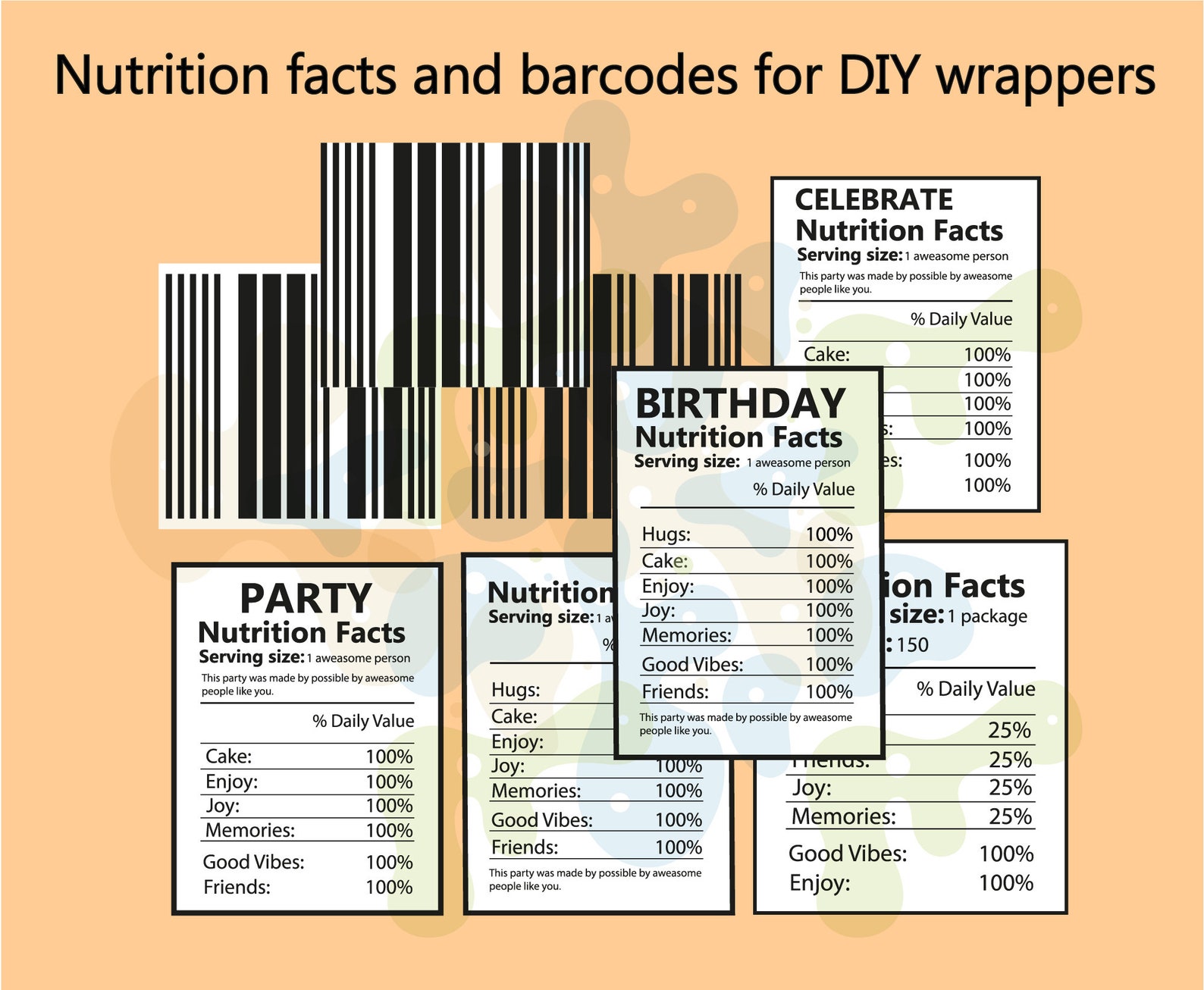 Nutrition Facts Png,barcode, Party Nutritional Facts, Water Bottle