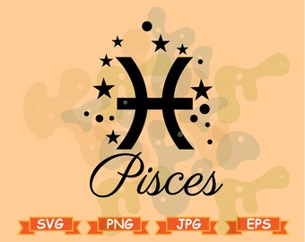 Pisces Star Sign Svg, Pisces SVG, Pisces Zodiac sign, Pisces Horoscope Svg, Astrology Svg, Pisces Astrology sign Svg, Pisces svg png jpg
