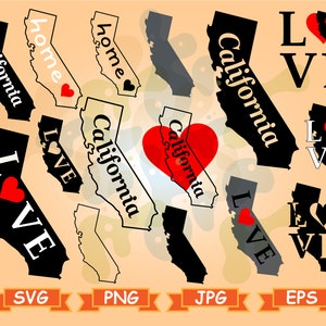 California State svg, California svg, California Silhouette, California Clipart, California Bündel, Kalifornien Vektor, CA Clipart, CA Bundle