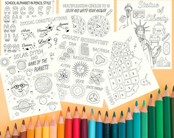 Ausmalen SVG, Coloring Png Jpg Pdf, Coloring Interaktiv und Memory Work Bundle für Kinder 16 Seiten