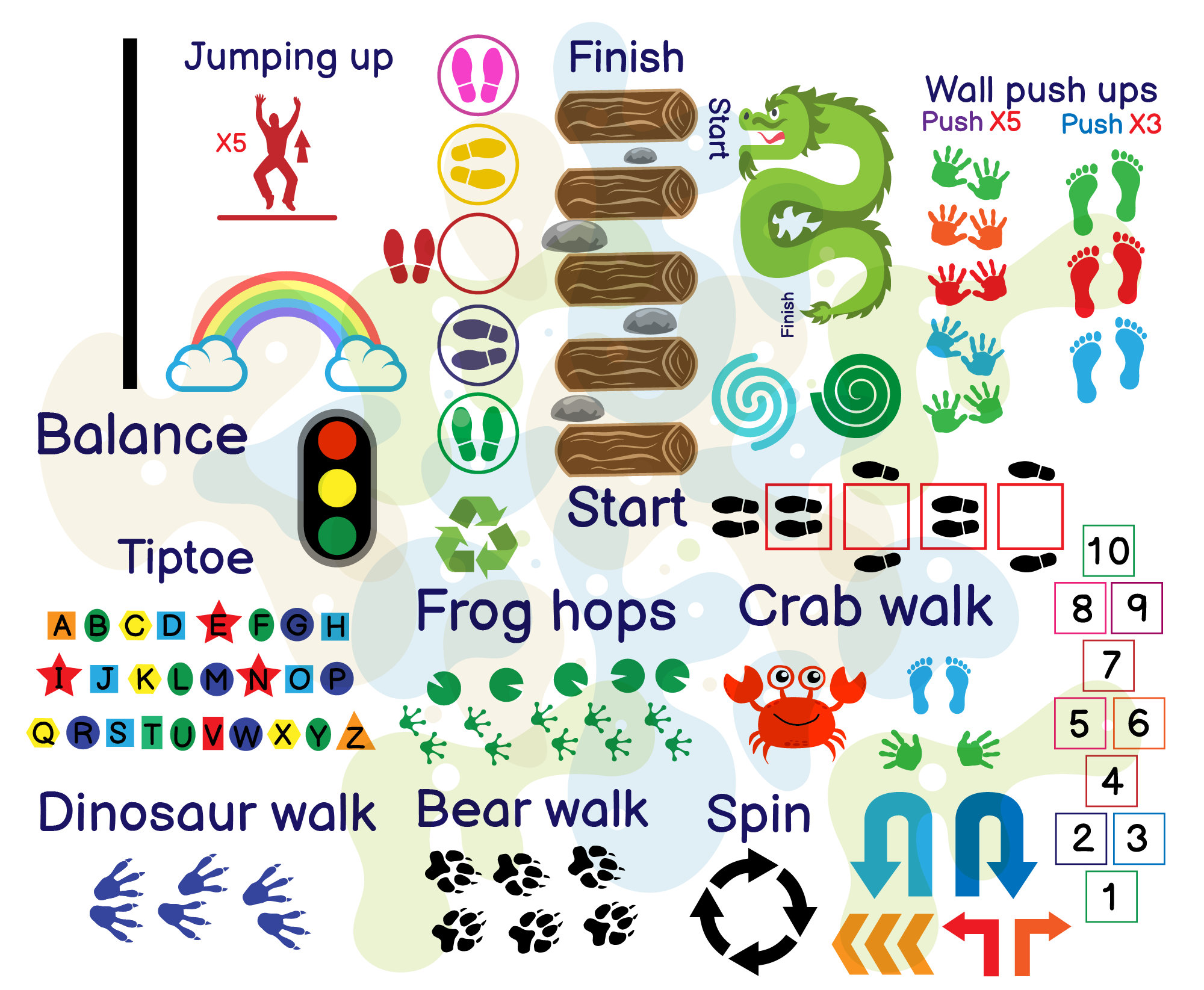 Sensory Path svg bundle, Set of 23 designs, Sensory Pathway, Sensory Walk svg, Movement Breaks, Brain Break Station, Cricut Cut File