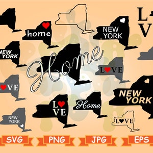 New York svg État de New York svg Clipart de New York svg New York cricut New York silhouette New York pour couper New York contour Carte de New York
